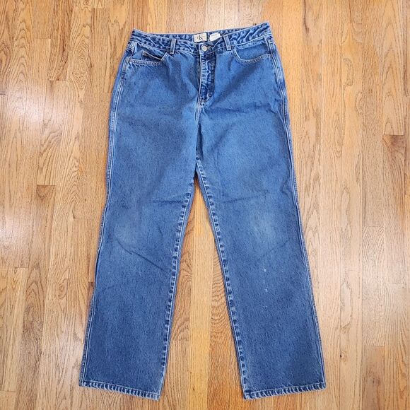 Calvin Klein Womens Jeans Size 15 Straight Leg Blue Denim High Rise Vintage 90s - Picture 3 of 9